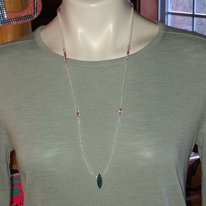 Long necklace crystal white & purple NEW 29” long